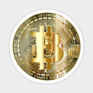 Golden Bitcoin Coin T-Shirt Bitcoin Investor Logo Crypto Fan Magnet